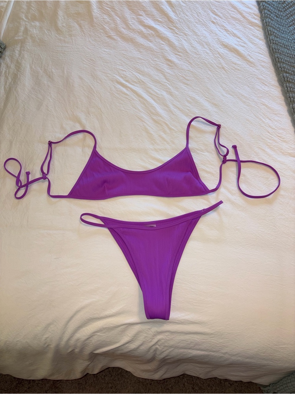 Kulani Kinis Purple Ribbed Tie Bikini Set